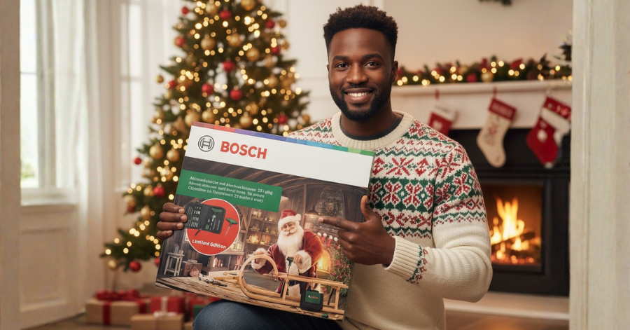 Homme heureux présentant le calendrier